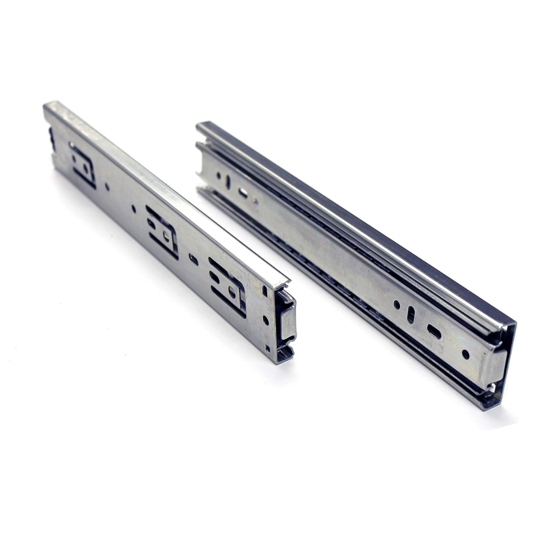 dresser slides BAIDICE 1 Pair Full Extension Ball Bearing Drawer 8 10 12 14 16 18 20 22 24 Inch 100 LB Load Capacity Side Mount File Cabinet Rails Metal Runner Trash Can Kitchen (12 inch, Black) side clearance is 1/2 nominal 10 Pairs 10-Inch Full Extension