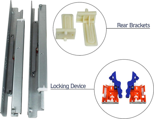 10 Pairs - Soft-Close Undermount Drawer Slides - Berta Store