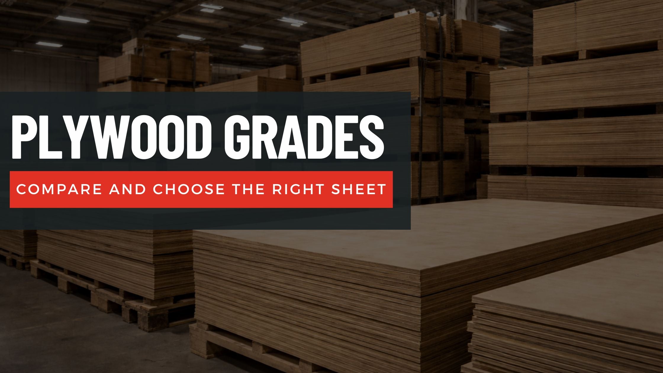 stacked cabinet-grade plywood sheets in warehouse pallet storage for cabinet and furniture building
