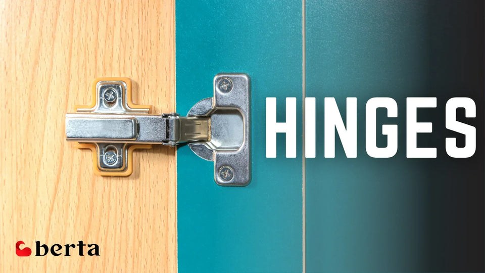 Cabinet hinge types comparison showing overlay, inset, concealed, soft-close, and self-closing hinges used on kitchen cabinet doors