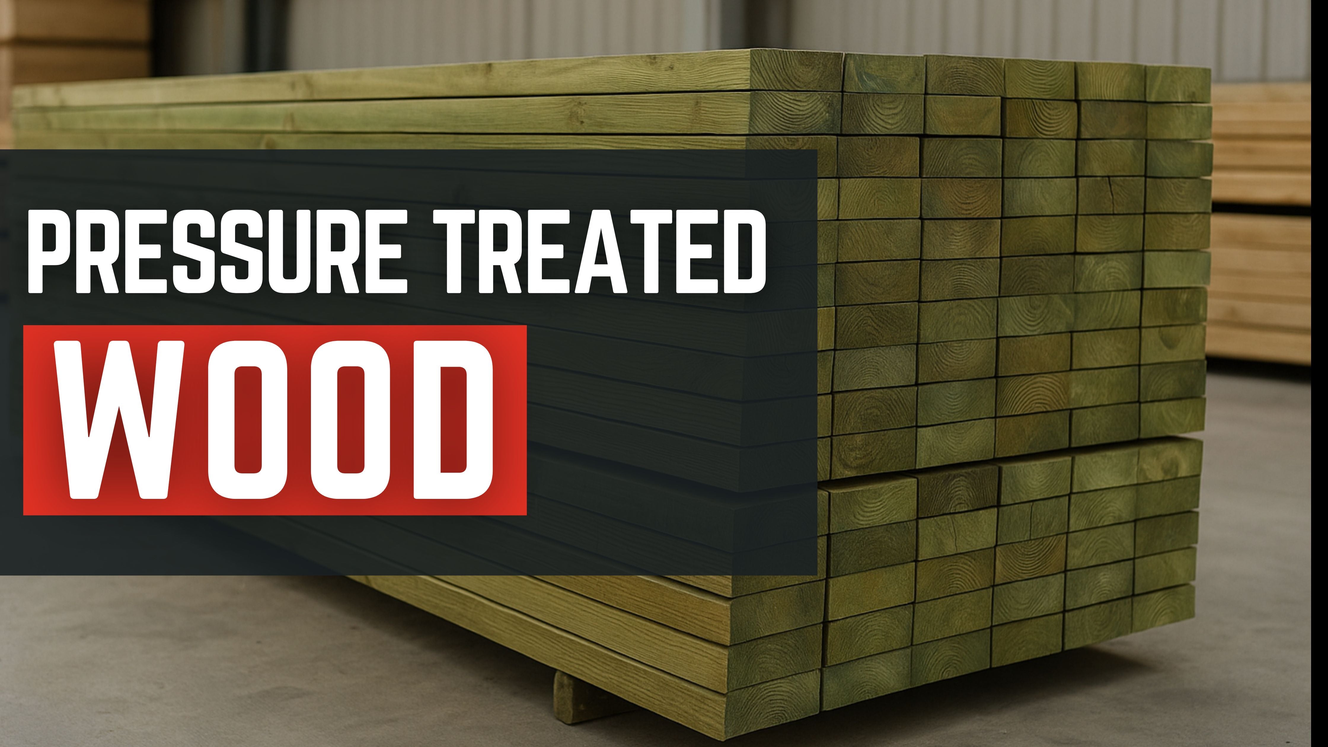Pressure treated lumber stacked in warehouse for outdoor construction — Berta Store guide.
