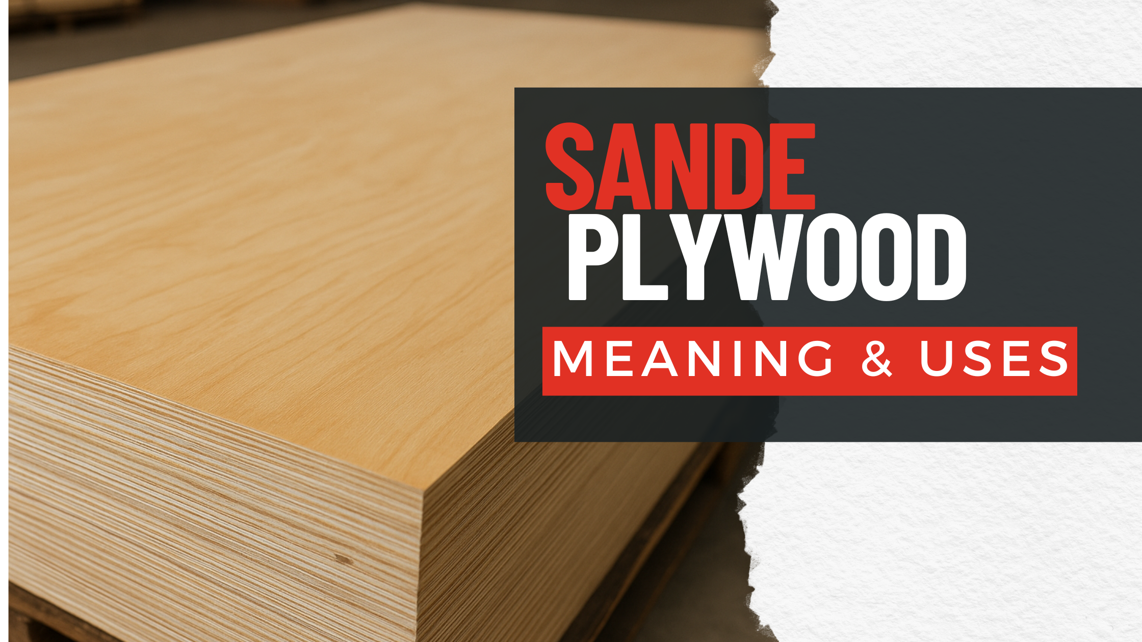 Sande plywood meaning and uses banner with smooth hardwood surface — Berta Store educational guide