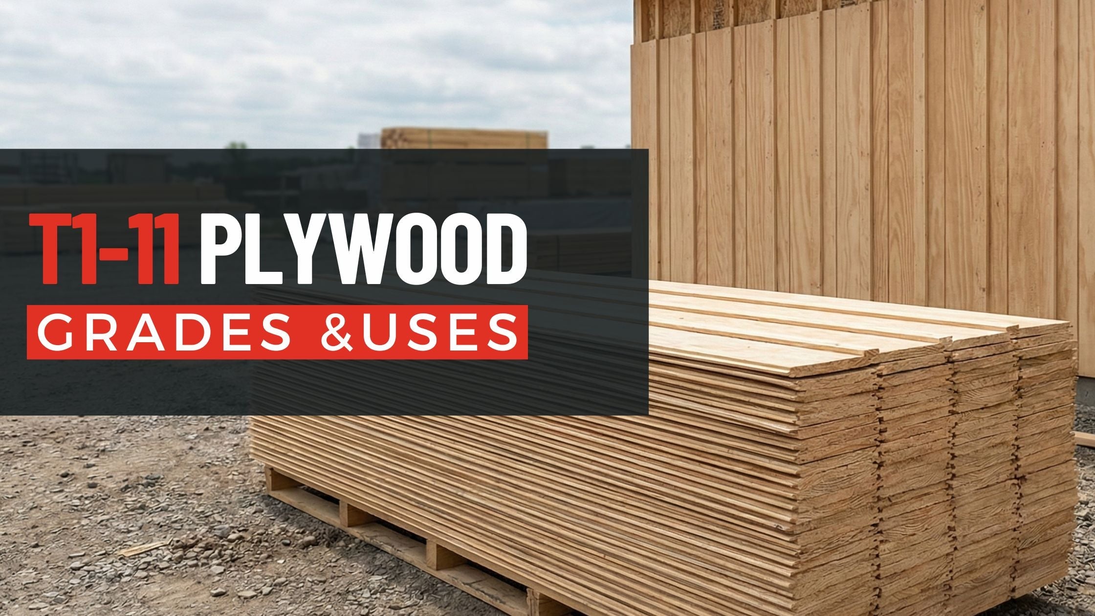 T1-11 plywood panels with vertical grooves used as exterior siding on a utility structure