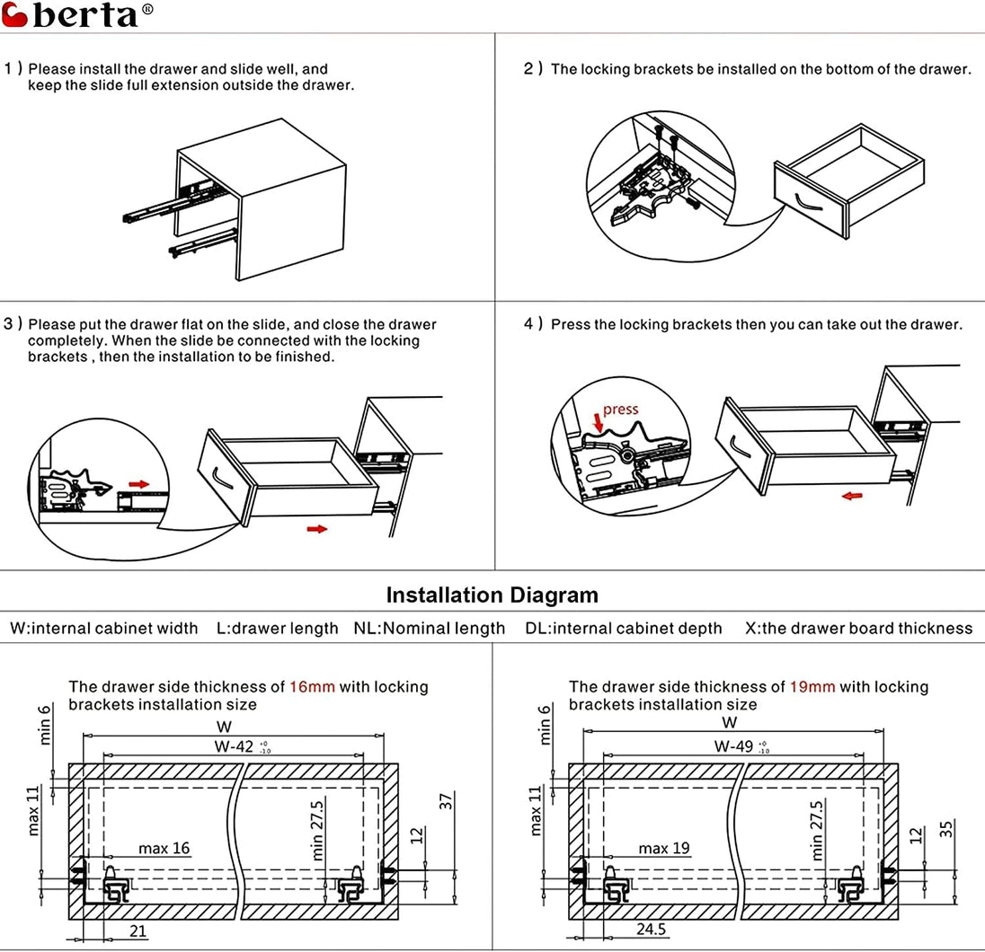 Undermount Drawer Slides – Soft Close 10-Pair Cabinet Kit