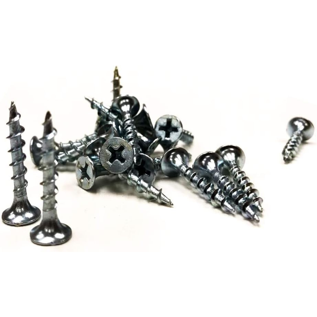 1000 Pcs - Phillips Drive #6 White Zinc Wood Screws, 3-Inch Bugle Head for Drywall and Wood Studs - Berta 