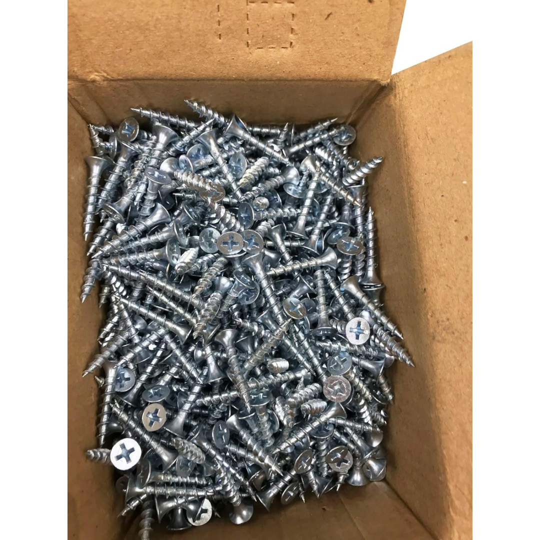 1000 Pcs - Phillips Drive #6 White Zinc Wood Screws, 3-Inch Bugle Head for Drywall and Wood Studs - Berta 
