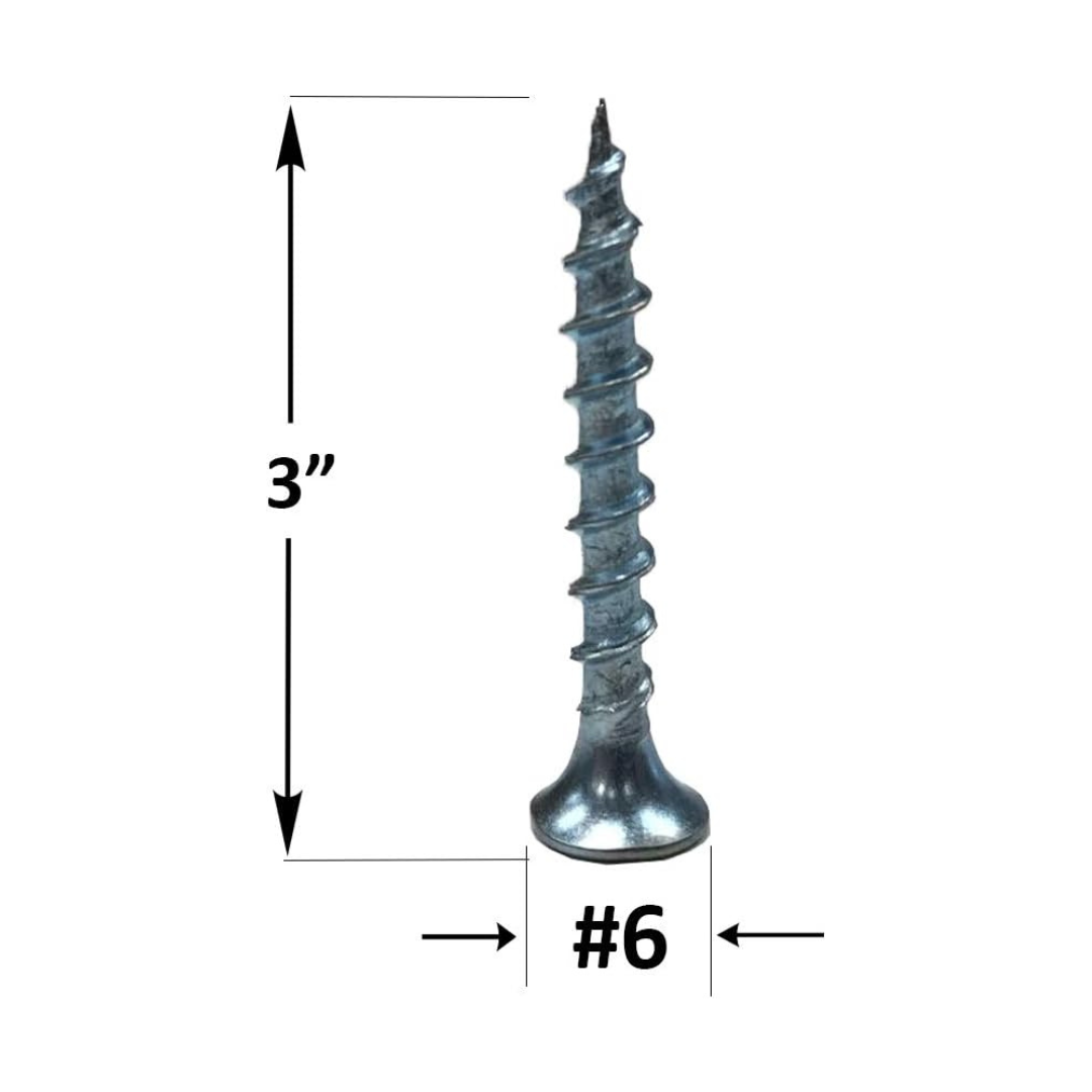 1000 Pcs - Phillips Drive #6 White Zinc Wood Screws, 3-Inch Bugle Head for Drywall and Wood Studs - Berta 