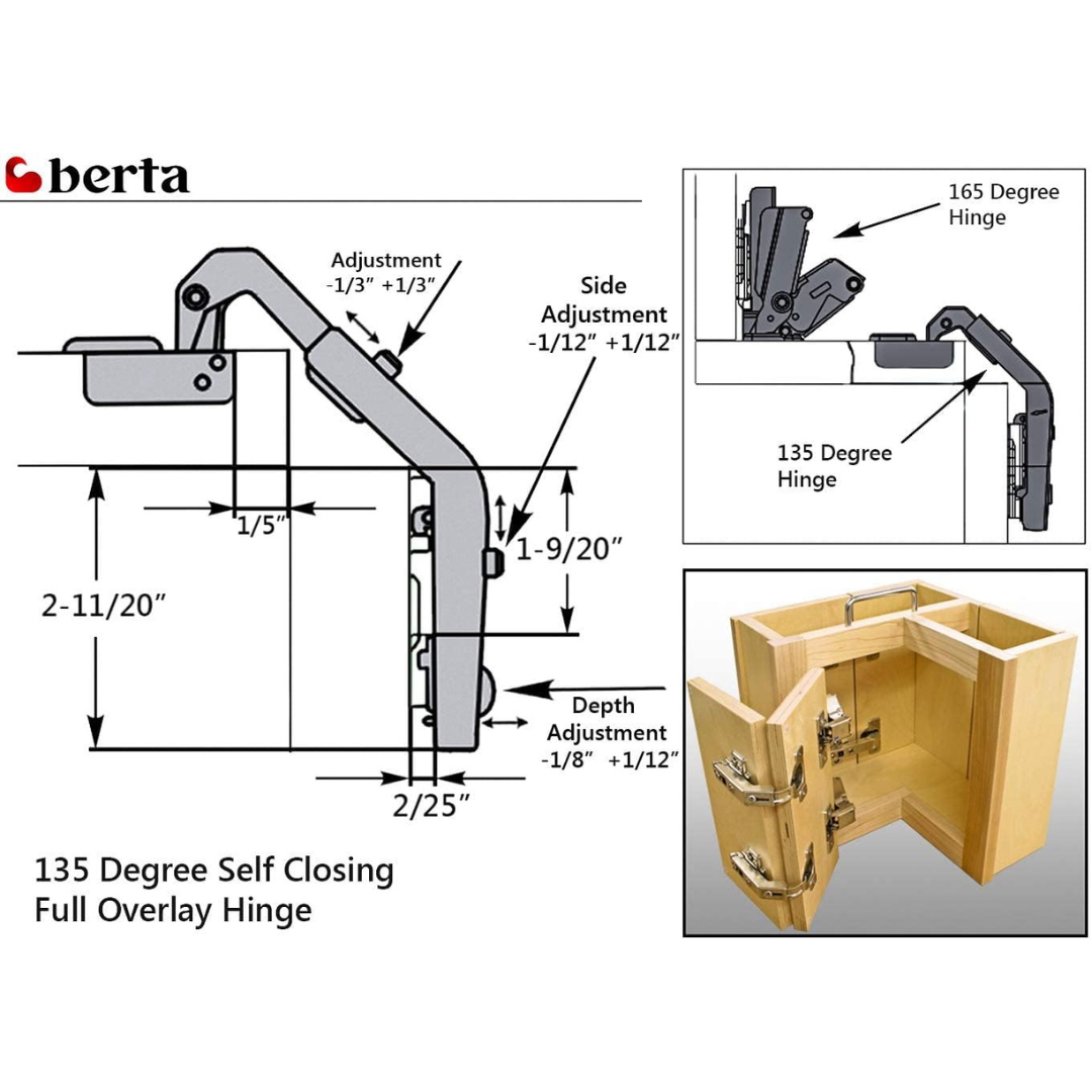 20 Pcs 135° Lazy Susan Hinges – Full Overlay for Corner Kitchen Cabinets - Berta Store 