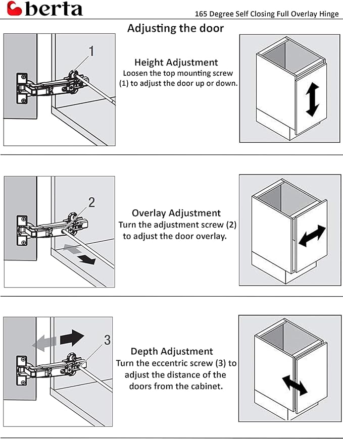 20 Pcs - 165° Lazy Susan Hinge, Frameless Full Overlay, Self-Close, CLIP-ON Concealed Hardware for Corner Kitchen Cabinet & Closets - Berta 