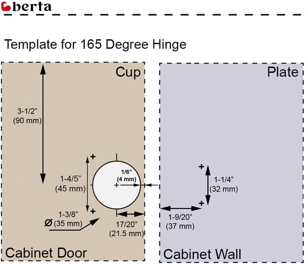 20 Pcs - 165° Lazy Susan Hinge, Frameless Full Overlay, Soft Close, CLIP-ON Concealed Hardware for Corner Kitchen Cabinet & Closets - Berta 