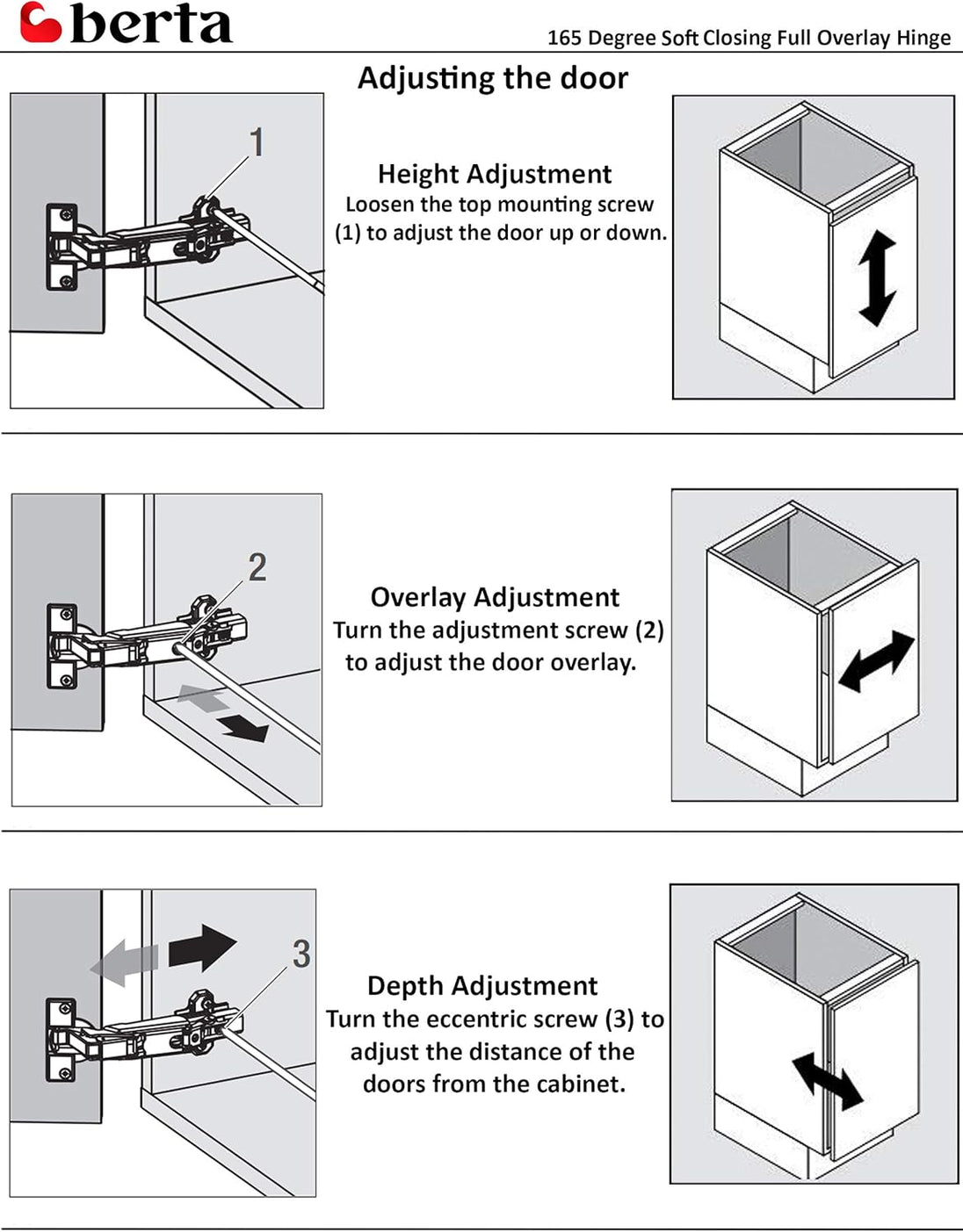 20 Pcs - 165° Lazy Susan Hinge, Frameless Full Overlay, Soft Close, CLIP-ON Concealed Hardware for Corner Kitchen Cabinet & Closets - Berta 