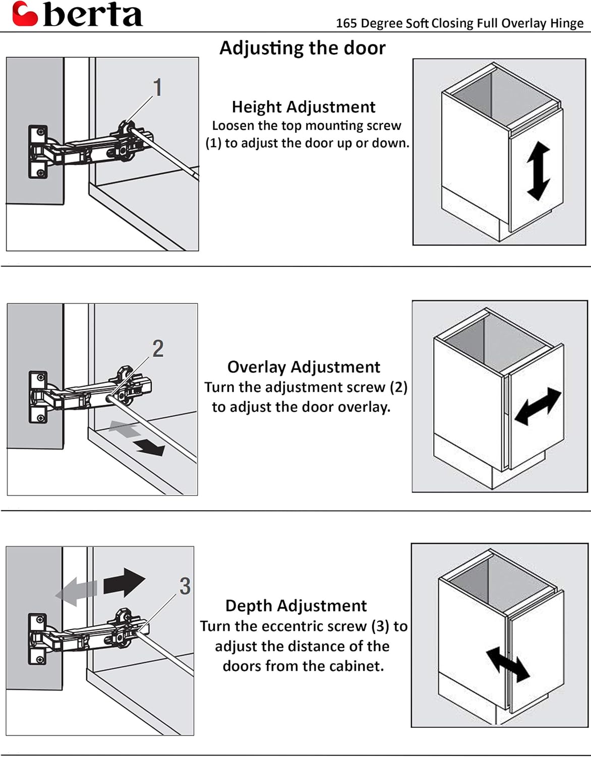 20 Pcs - 165° Lazy Susan Hinge, Frameless Full Overlay, Soft Close, CLIP-ON Concealed Hardware for Corner Kitchen Cabinet & Closets - Berta 