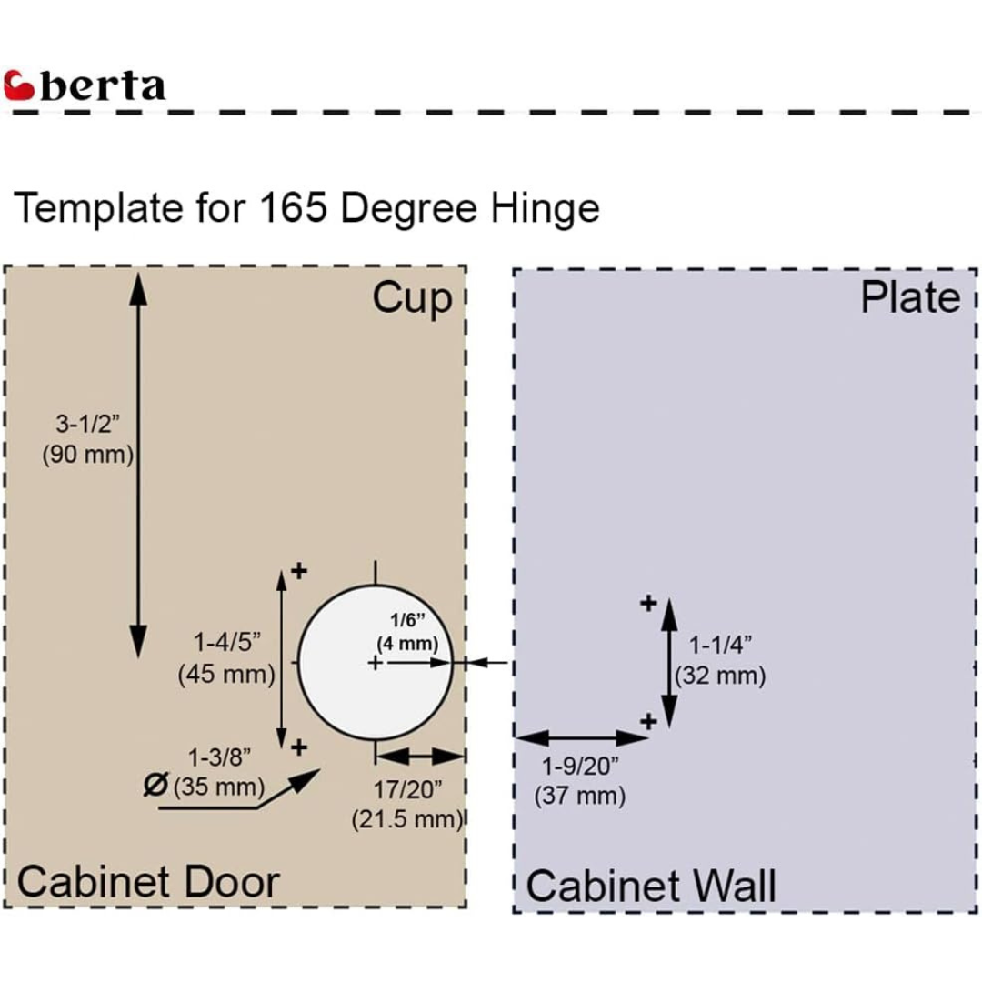 20 Pcs 165° Soft Close Hinges – Full Overlay Frameless for Kitchen & Wardrobe - Berta Store 