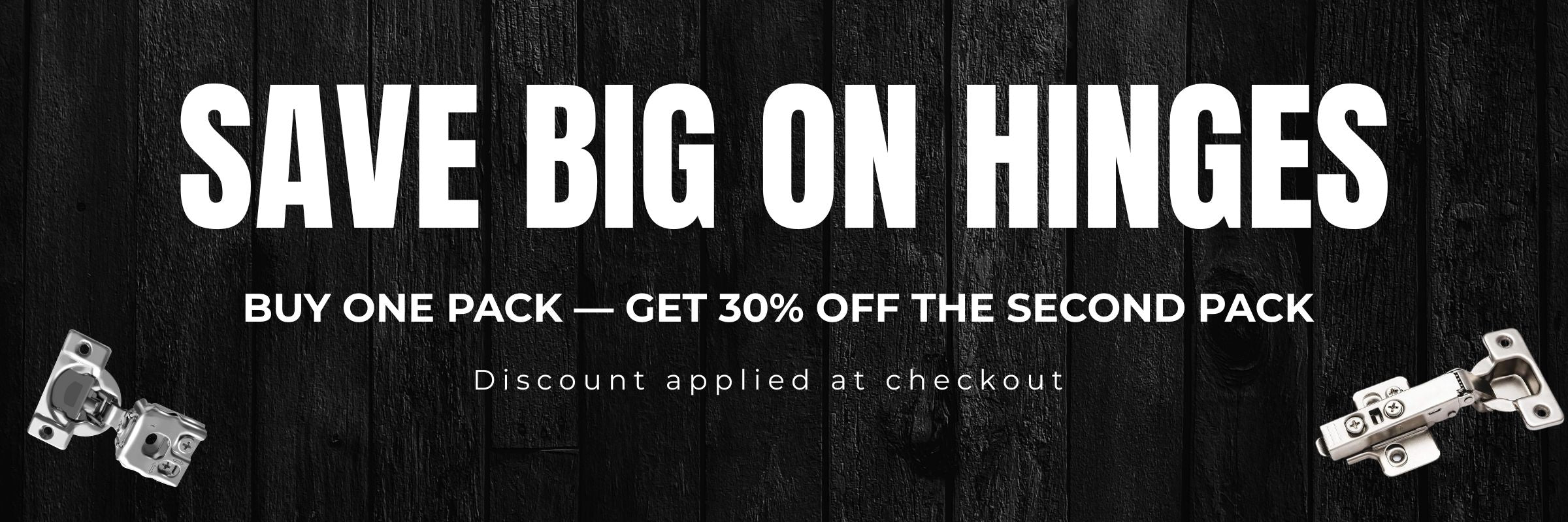 Promotional banner showing cabinet hinges discount at Berta Store