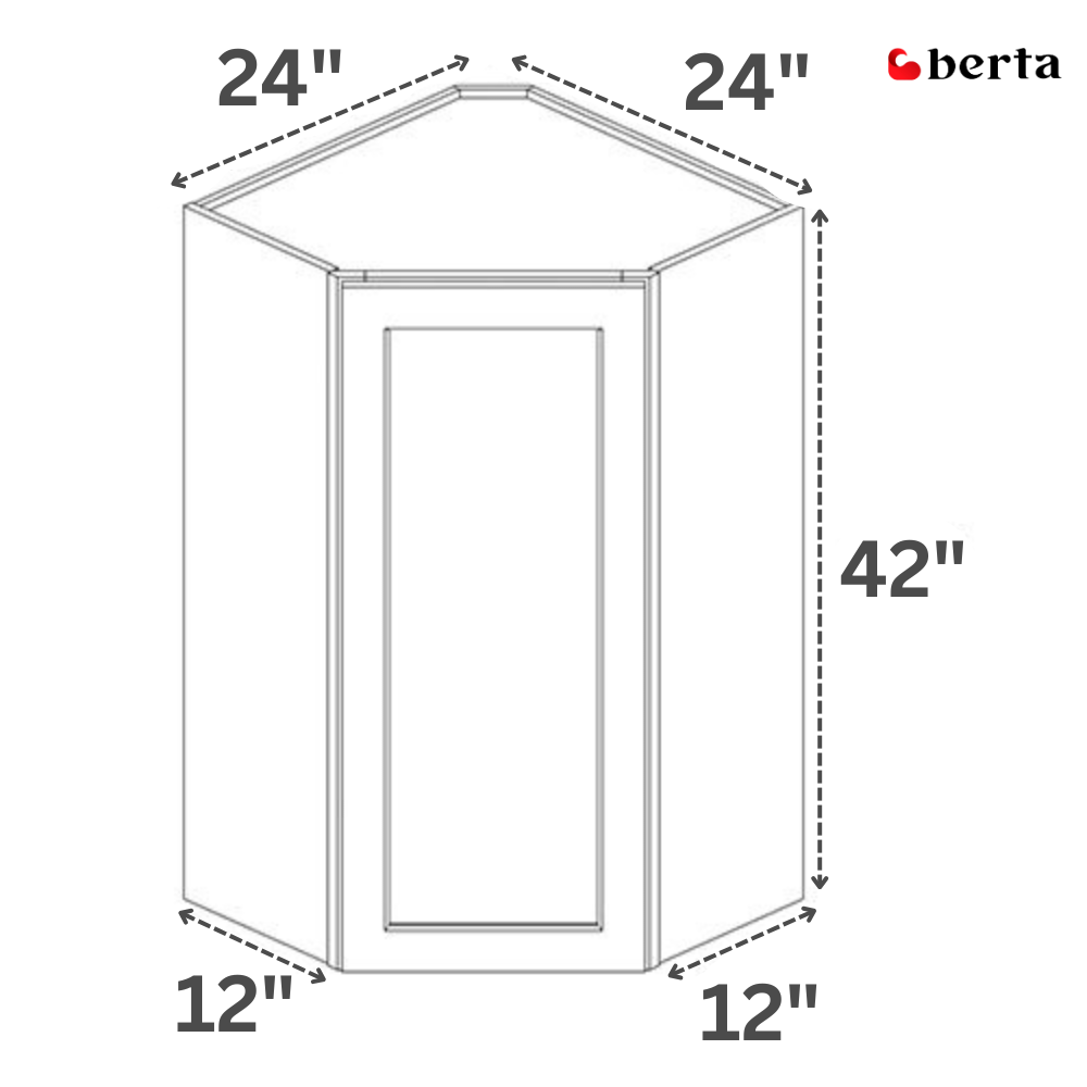 Corner Diagonal Wall Cabinets - Classic Shaker Pre-Assembled - Berta 