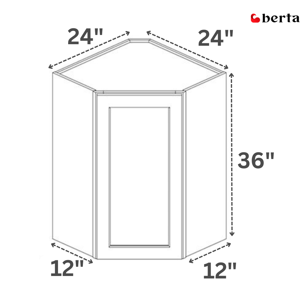 Corner Diagonal Wall Cabinets - Classic Shaker Pre-Assembled - Berta 