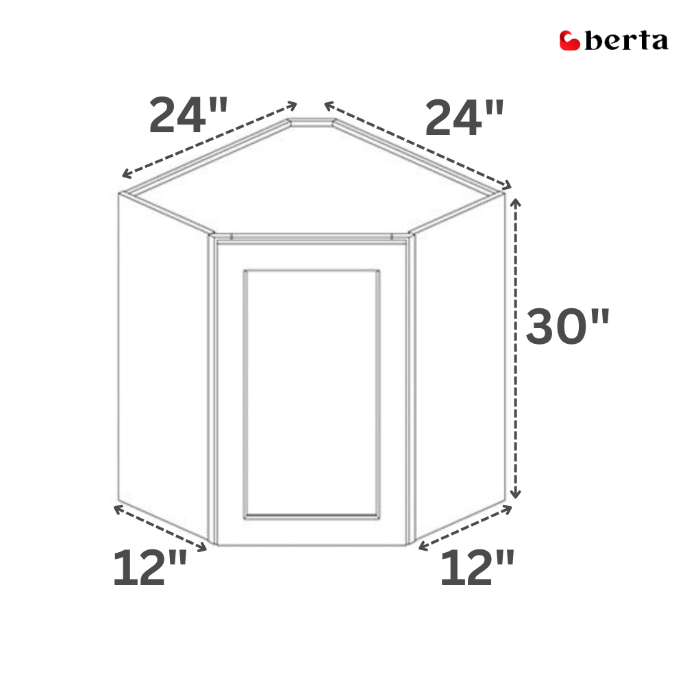 Corner Diagonal Wall Cabinets - Classic Shaker Pre-Assembled - Berta 