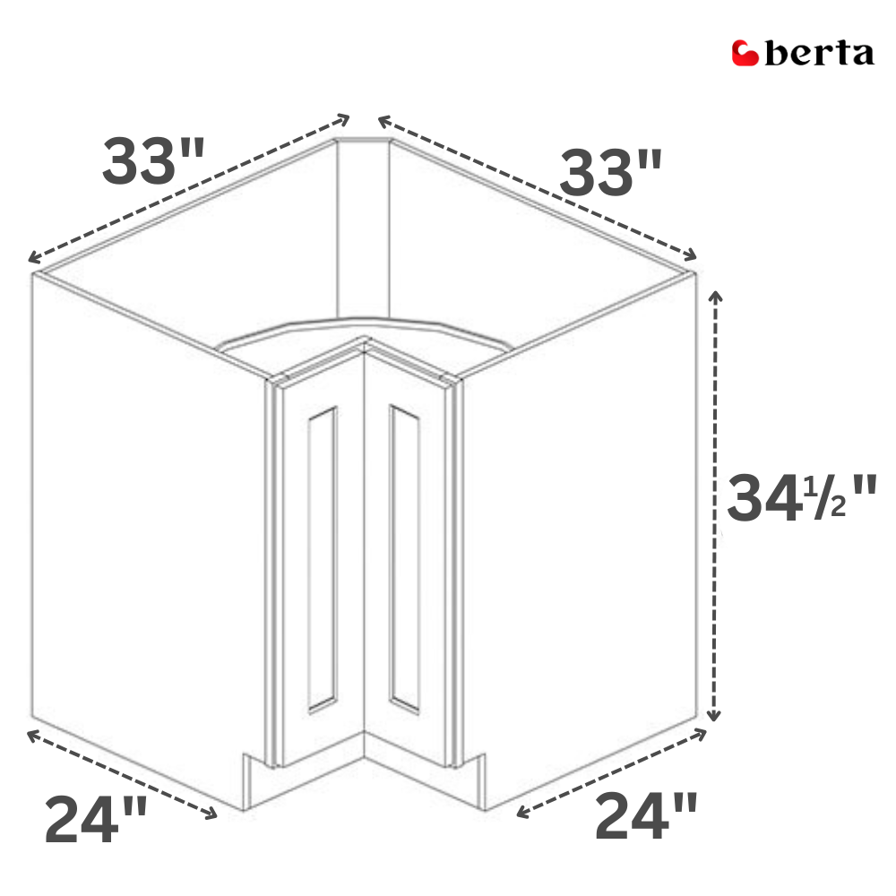 Diagonal Corner Base Cabinets - Classic Shaker Pre-Assembled - Berta 
