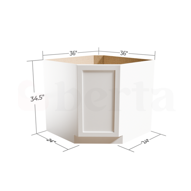 Diagonal Corner Base Cabinets - Classic Shaker Pre-Assembled - Berta 