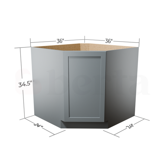 Diagonal Corner Base Cabinets - Classic Shaker Pre-Assembled - Berta 