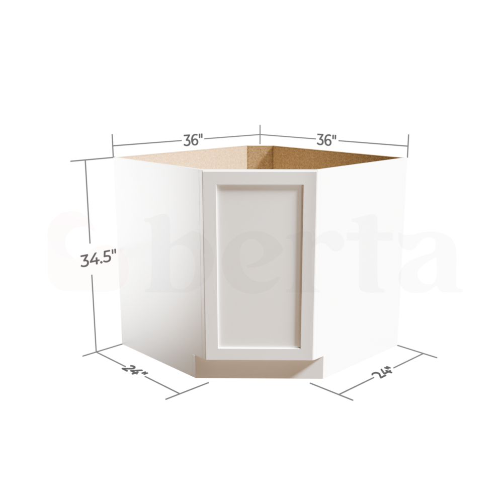 Diagonal Corner Base Cabinets - Classic Shaker Pre-Assembled - Berta Store 
