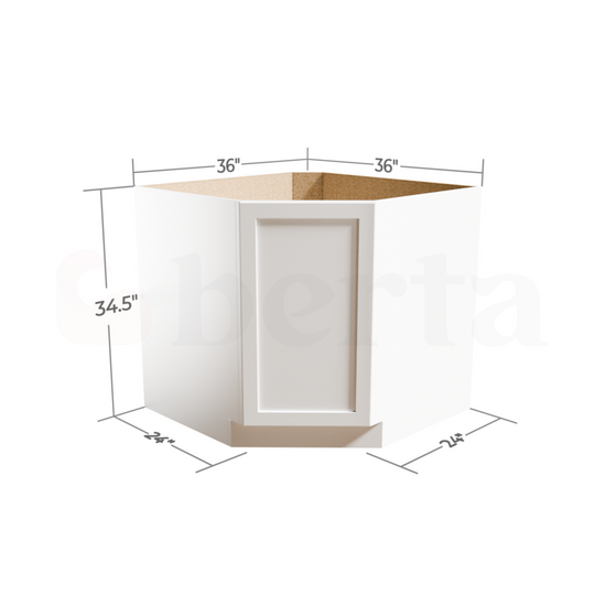 Diagonal Corner Base Cabinets - Classic Shaker Pre-Assembled - Berta Store 