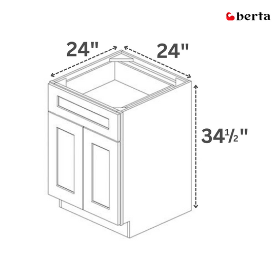 Double Door Base Cabinets - Classic Shaker Pre-Assembled - Berta 