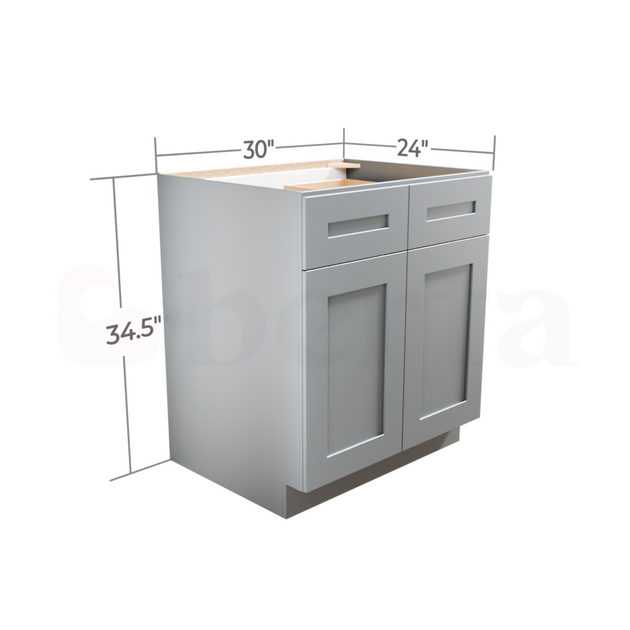 Double Door Base Cabinets - Classic Shaker Pre-Assembled - Berta 