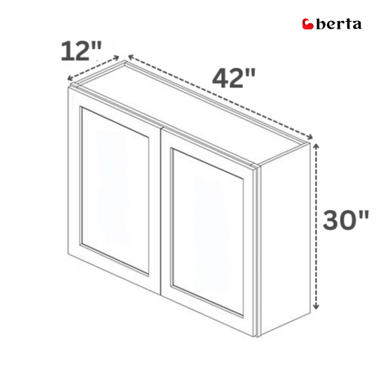 Double Door Wall Cabinet 30" High - Classic Shaker Pre-Assembled - Berta 