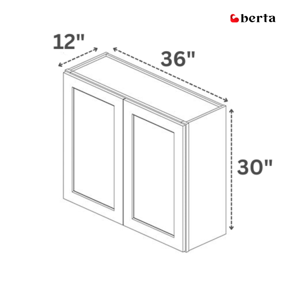 Double Door Wall Cabinet 30" High - Classic Shaker Pre-Assembled - Berta 