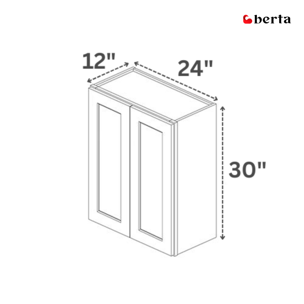 Double Door Wall Cabinet 30" High - Classic Shaker Pre-Assembled - Berta 