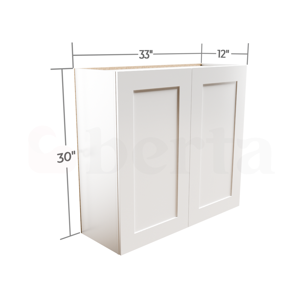 Double Door Wall Cabinet 30" High - Classic Shaker Pre-Assembled - Berta 