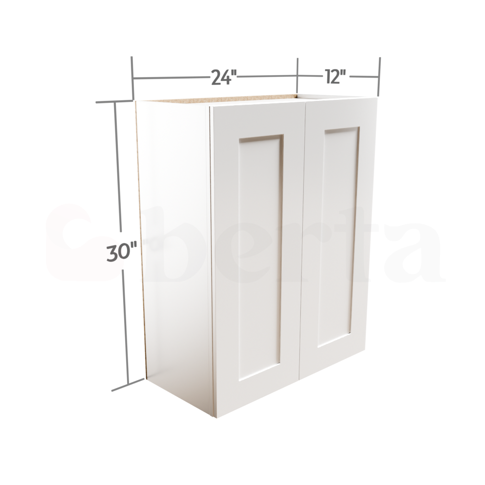 Double Door Wall Cabinet 30" High - Classic Shaker Pre-Assembled - Berta Store 