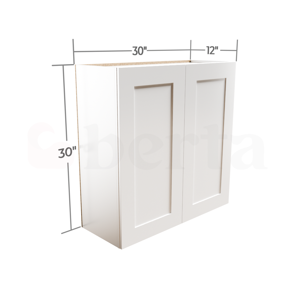 Double Door Wall Cabinet 30" High - Classic Shaker Pre-Assembled - Berta Store 