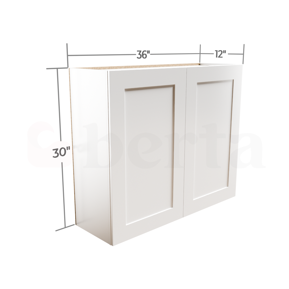 Double Door Wall Cabinet 30" High - Classic Shaker Pre-Assembled - Berta Store 