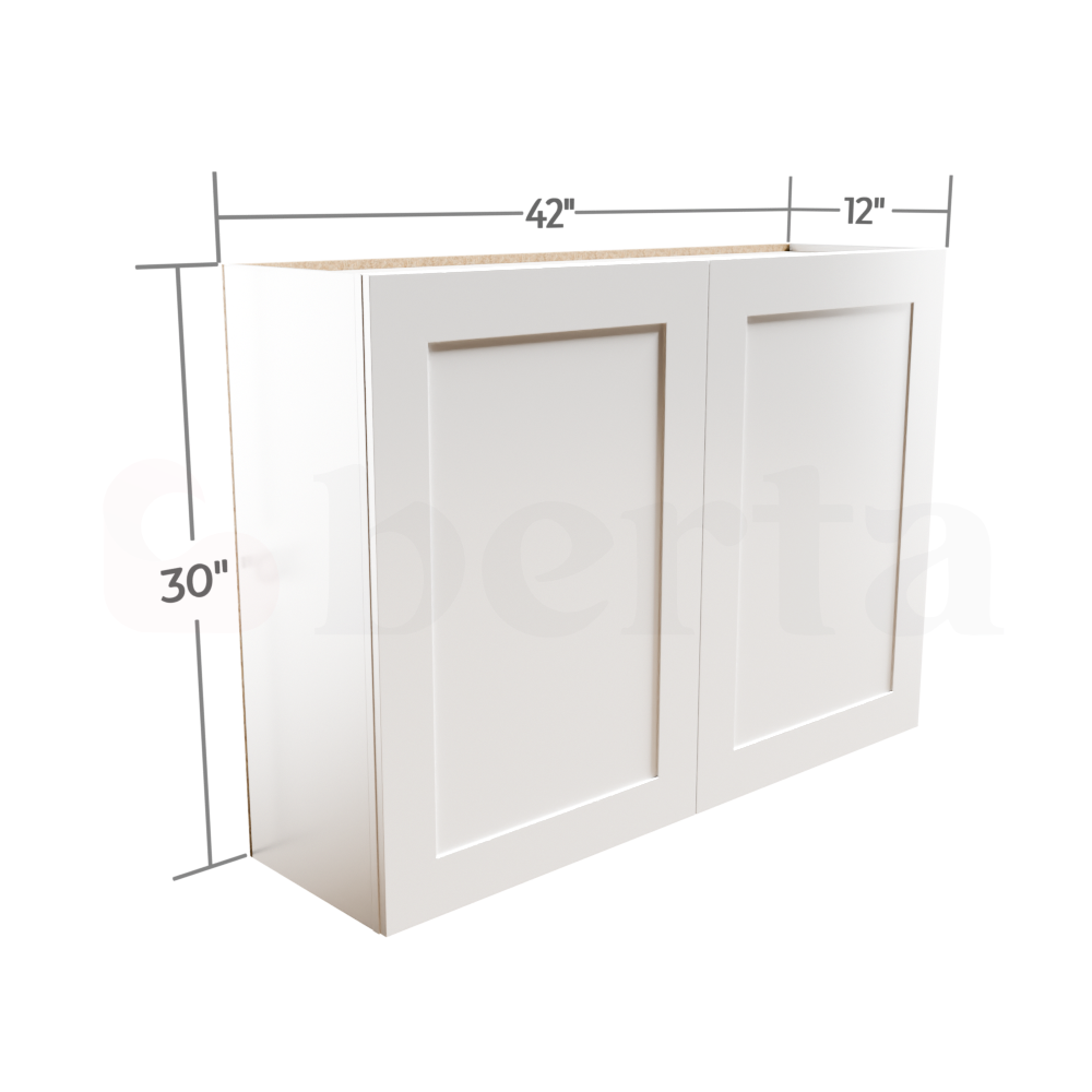 Double Door Wall Cabinet 30" High - Classic Shaker Pre-Assembled - Berta Store 