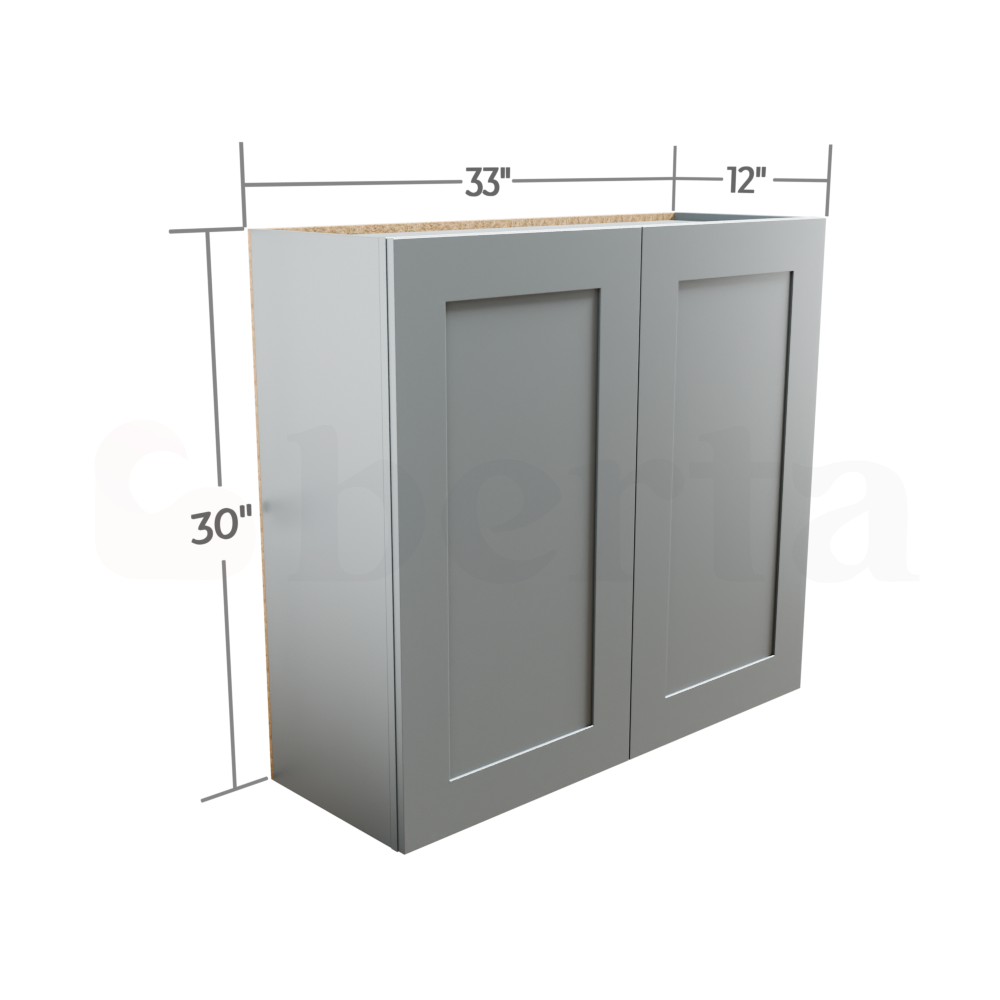 Double Door Wall Cabinet 30" High - Classic Shaker Pre-Assembled - Berta Store 