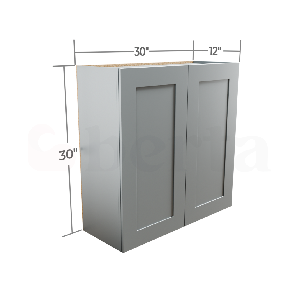Double Door Wall Cabinet 30" High - Classic Shaker Pre-Assembled - Berta Store 