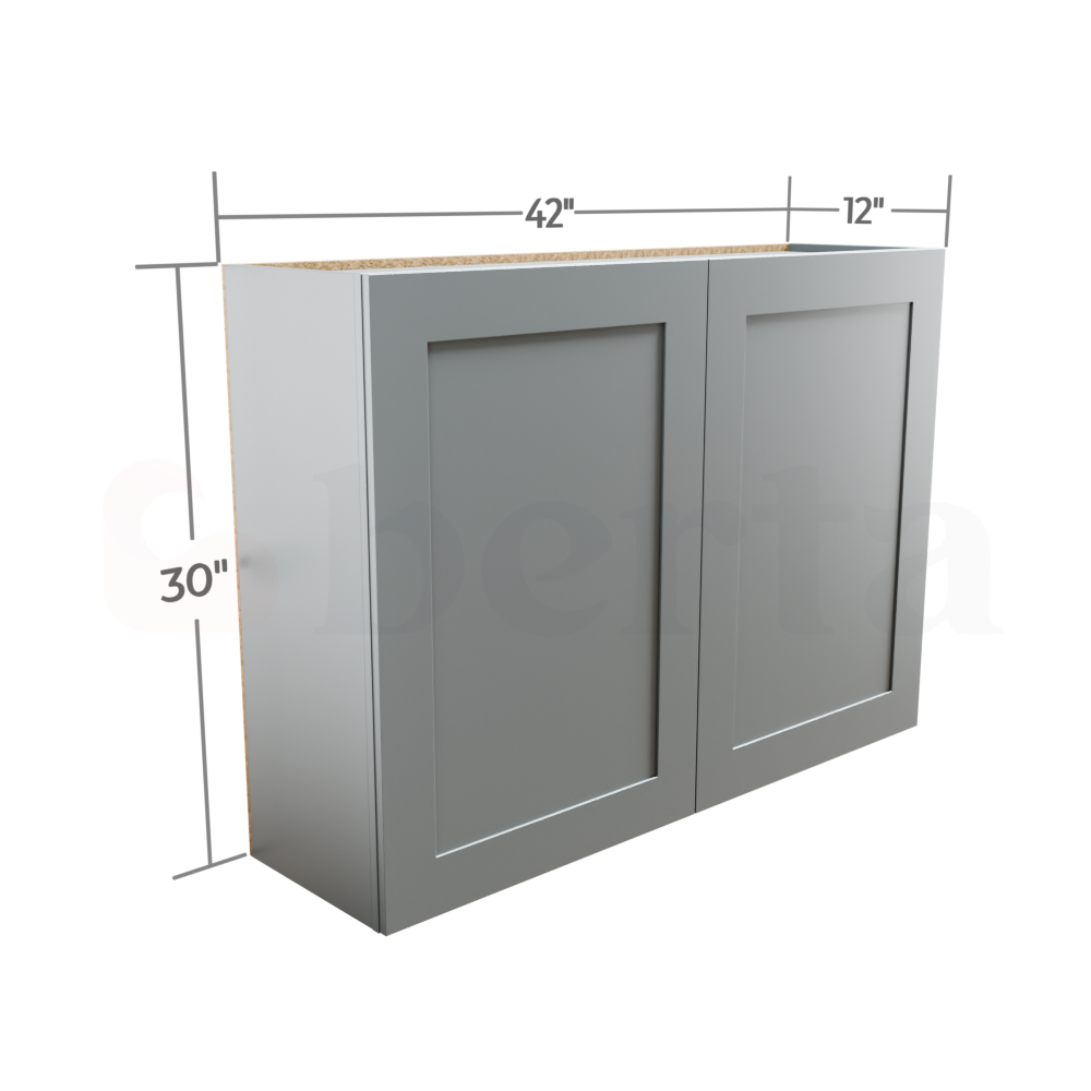 Double Door Wall Cabinet 30" High - Classic Shaker Pre-Assembled - Berta Store 