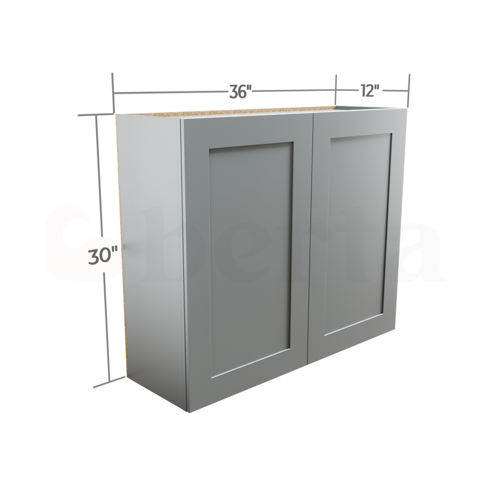 Double Door Wall Cabinet 30" High - Classic Shaker Pre-Assembled - Berta Store 