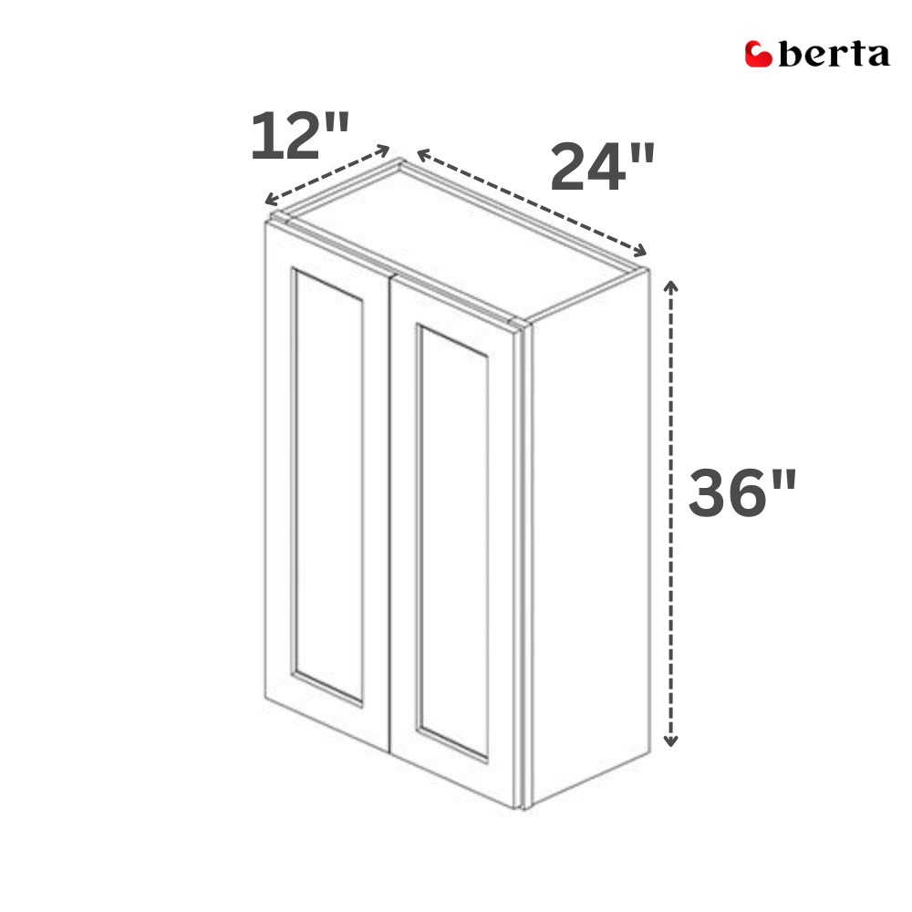 Double Door Wall Cabinet 36" High - Classic Shaker Pre-Assembled - Berta 