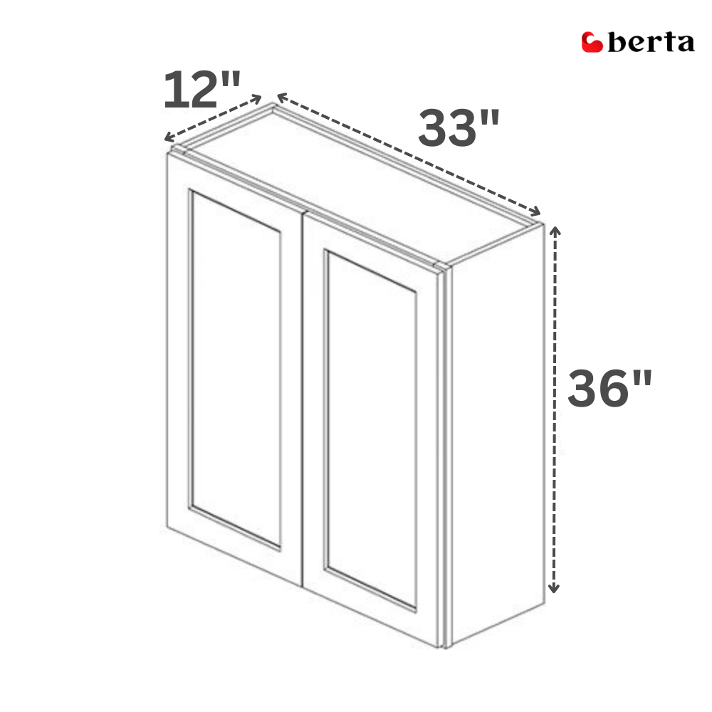 Double Door Wall Cabinet 36" High - Classic Shaker Pre-Assembled - Berta 