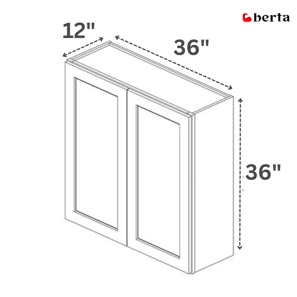 Double Door Wall Cabinet 36" High - Classic Shaker Pre-Assembled - Berta 