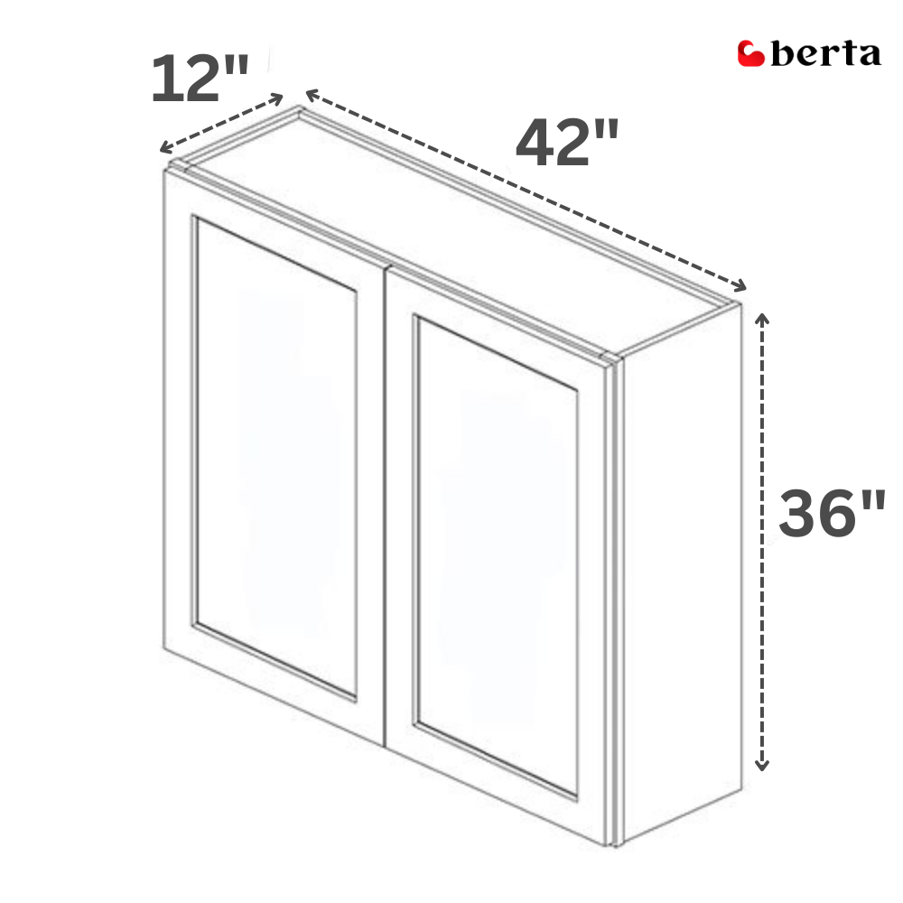 Double Door Wall Cabinet 36" High - Classic Shaker Pre-Assembled - Berta 