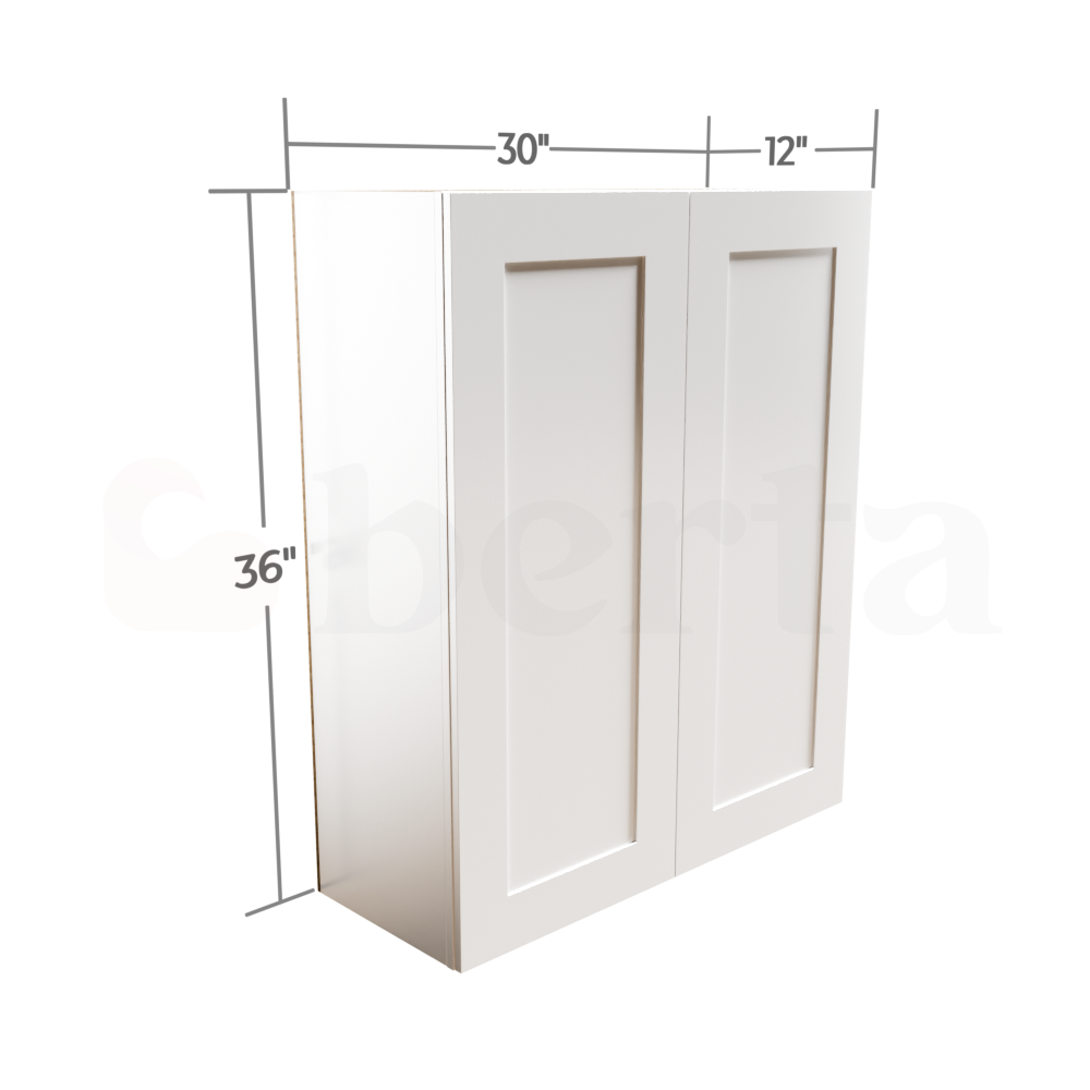 Double Door Wall Cabinet 36" High - Classic Shaker Pre-Assembled - Berta Store 