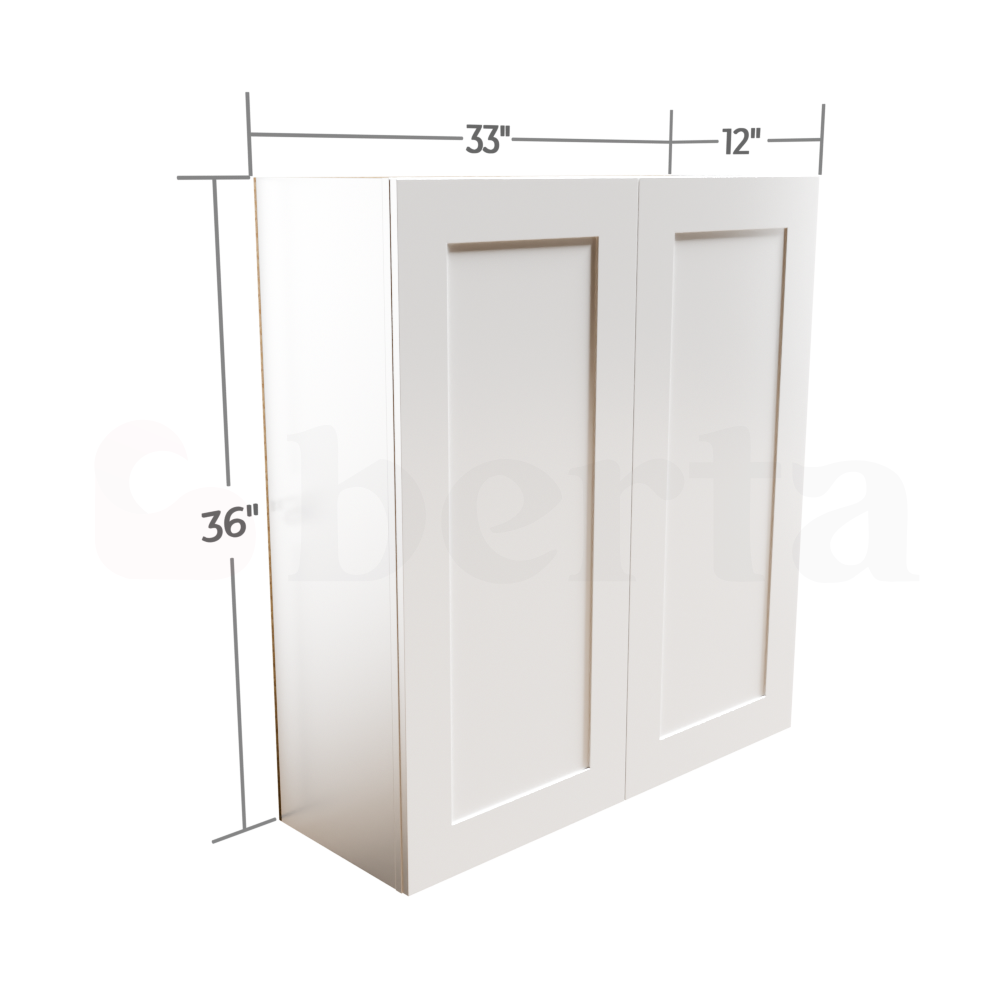 Double Door Wall Cabinet 36" High - Classic Shaker Pre-Assembled - Berta Store 
