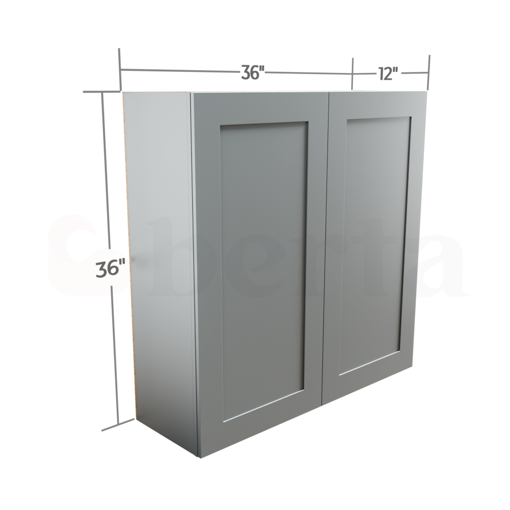Double Door Wall Cabinet 36" High - Classic Shaker Pre-Assembled - Berta Store 