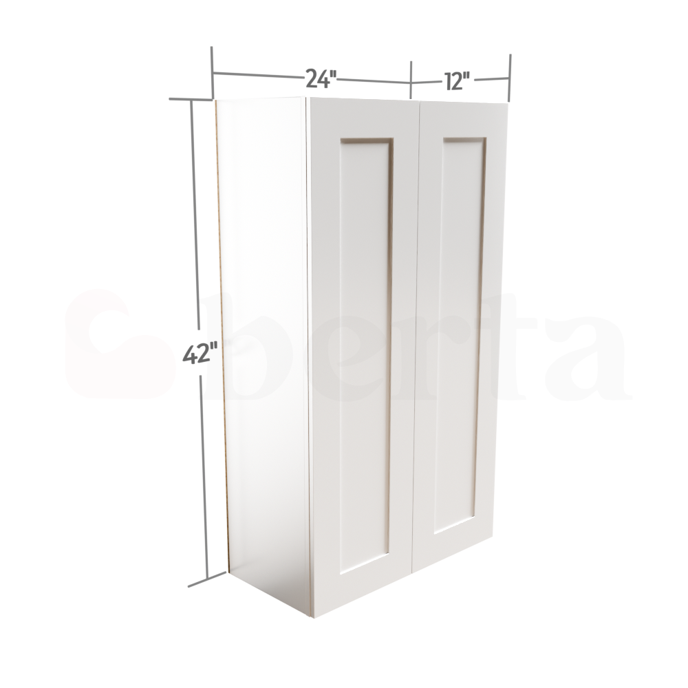 Double Door Wall Cabinet 42" High - Classic Shaker Pre-Assembled - Berta 