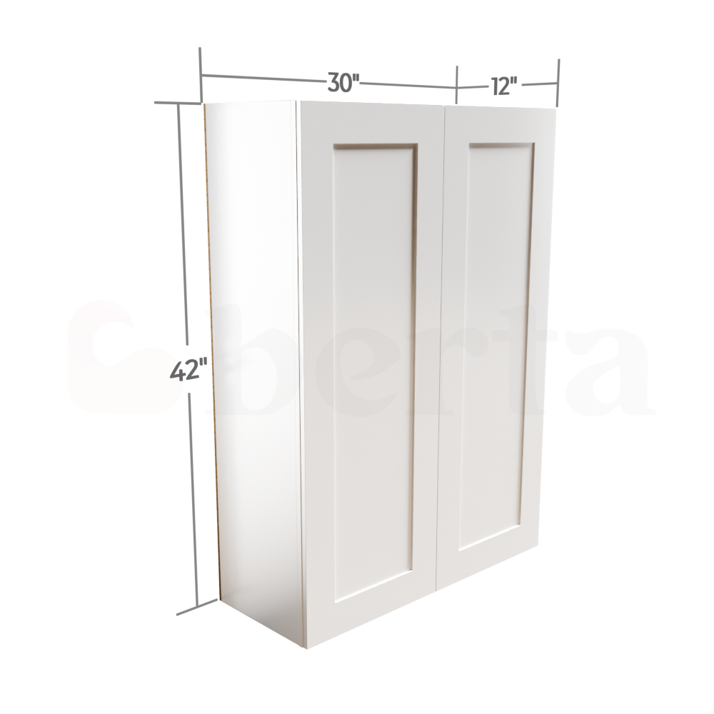 Double Door Wall Cabinet 42" High - Classic Shaker Pre-Assembled - Berta 