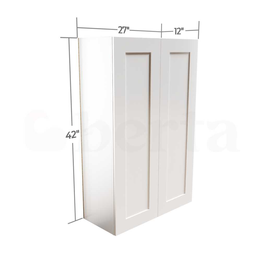 Double Door Wall Cabinet 42" High - Classic Shaker Pre-Assembled - Berta Store 